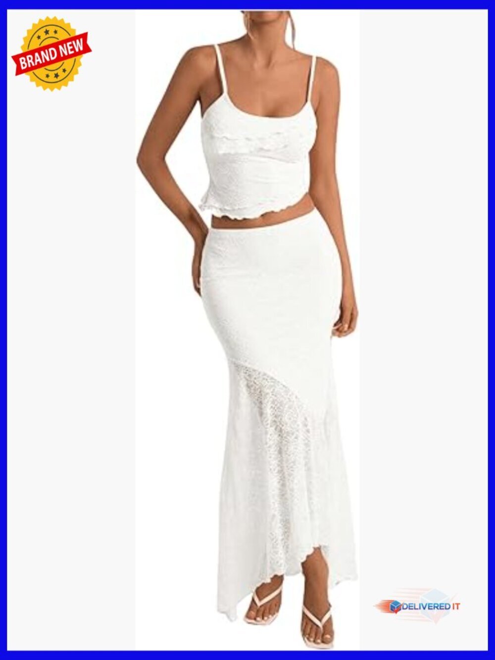 2-Piece Set: Ruffle Cami Crop Top & Flowy Maxi Skirt Boho